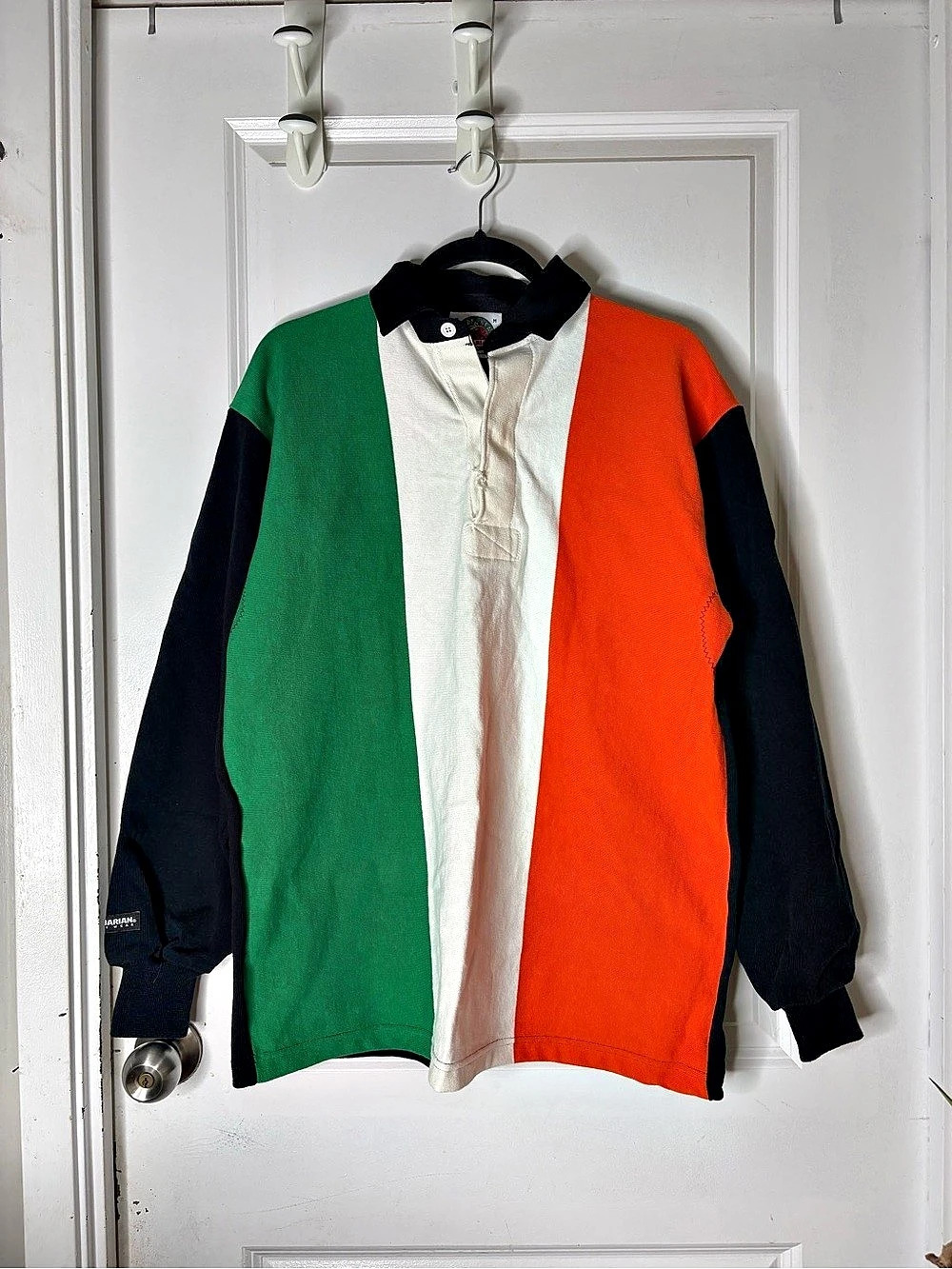 🏉 Vintage Barbarian Rugby Wear Ireland Flag Heavy Cotton Rugby long sleeve M